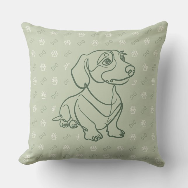 Dachshund decoratieve lijn kunstpatroon kussen (Voorkant)
