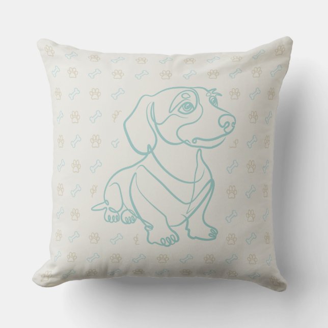 Dachshund decoratieve lijn kunstpatroon kussen (Voorkant)