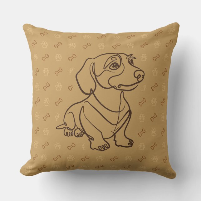 Dachshund decoratieve lijn kunstpatroon kussen (Voorkant)
