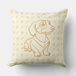 Dachshund decoratieve lijn kunstpatroon kussen