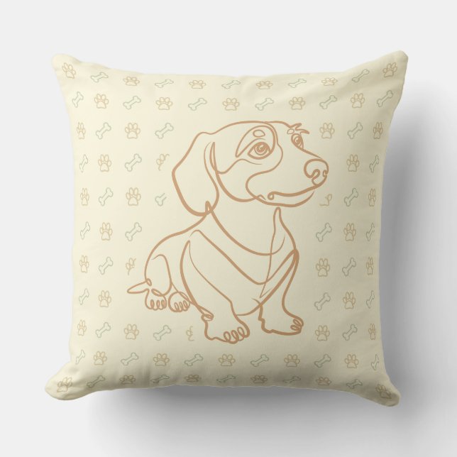 Dachshund decoratieve lijn kunstpatroon kussen (Voorkant)