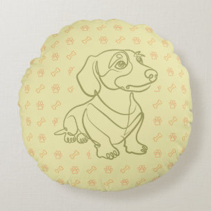 Dachshund decoratieve lijn kunstpatroon rond kussen