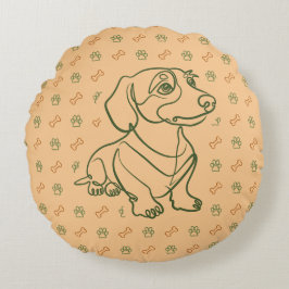 Dachshund decoratieve lijn kunstpatroon rond kussen