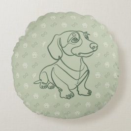 Dachshund decoratieve lijn kunstpatroon rond kussen