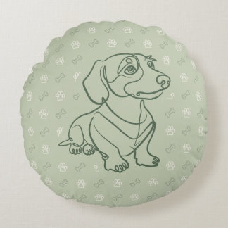Dachshund decoratieve lijn kunstpatroon rond kussen
