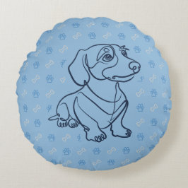 Dachshund decoratieve lijn kunstpatroon rond kussen