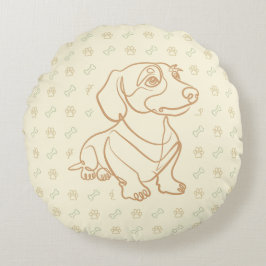 Dachshund decoratieve lijn kunstpatroon rond kussen