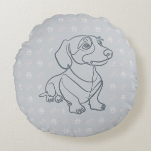 Dachshund decoratieve lijn kunstpatroon rond kussen