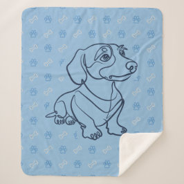 Dachshund decoratieve lijn kunstpatroon sherpa deken