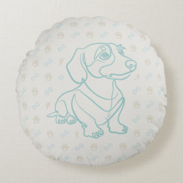 Dachshund decoratieve lijnkunst patroon rond kussen