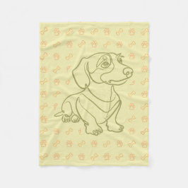 Dachshund decoratieve lijnkunstpatroon fleece deken