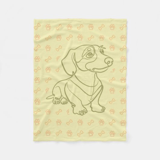 Dachshund decoratieve lijnkunstpatroon fleece deken (Voorkant)