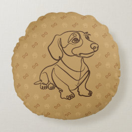 Dachshund decoratieve lijnkunstpatroon rond kussen