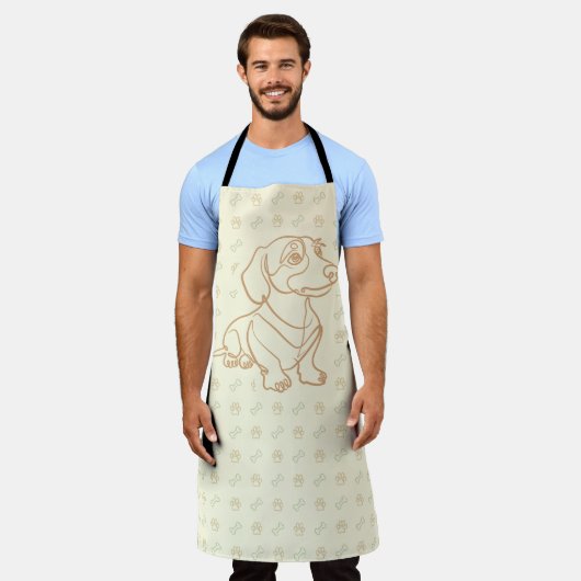 Dachshund decoratieve lijnkunstpatroon schort (Gedragen)