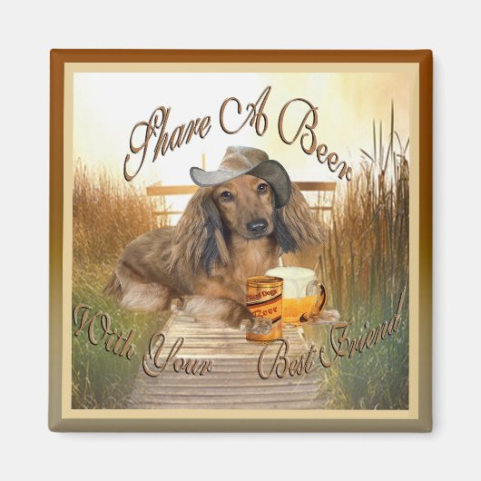 Dachshund deelt een biermagneet magneet (Voorkant)