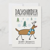 Dachshund Deer Kerstmis Cheer Funny Feestdagenkaart (Voorkant)