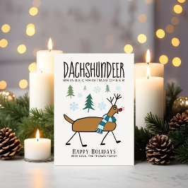 Dachshund Deer Kerstmis Cheer Funny Feestdagenkaart