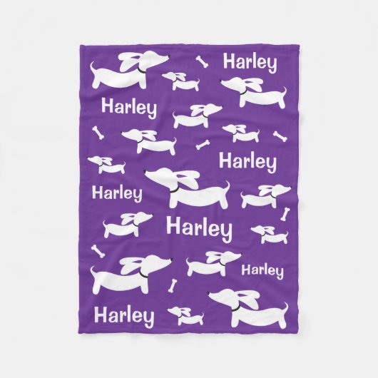 Dachshund Deken Paars Gepersonaliseerd Doxie Moede (Voorkant)