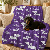 Dachshund Deken Paars Gepersonaliseerd Doxie Moede