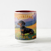 Dachshund Delight Mok, grillige hondenelegantie Mok (Midden)