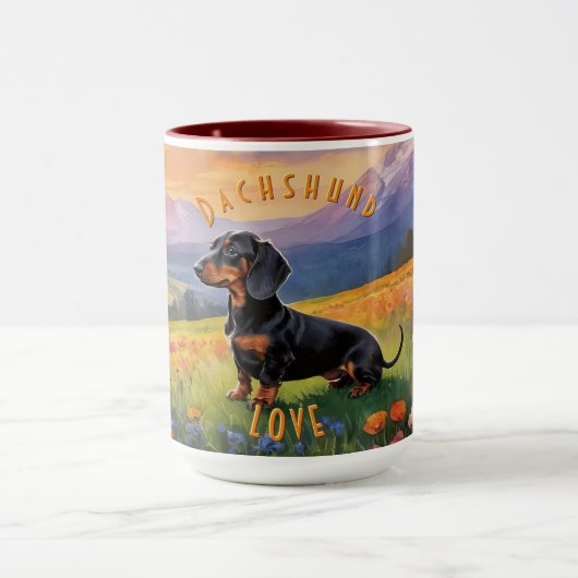 Dachshund Delight Mok, grillige hondenelegantie Mok (Midden)