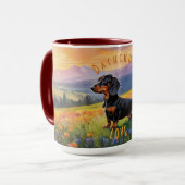 Dachshund Delight Mok, grillige hondenelegantie Mok (Voorkant links)