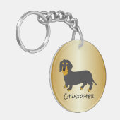 Dachshund Design Gepersonaliseerd Sleutelhanger (Voorkant Links)