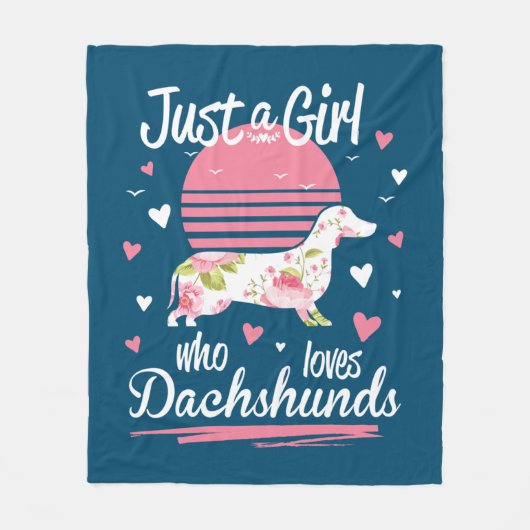 Dachshund Design, gewoon een meisje dat van Dachsh Fleece Deken (Voorkant)