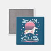 Dachshund Design, gewoon een meisje dat van Dachsh Magneet (Voorkant / Achterkant)