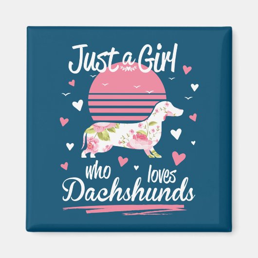 Dachshund Design, gewoon een meisje dat van Dachsh Magneet (Voorkant)