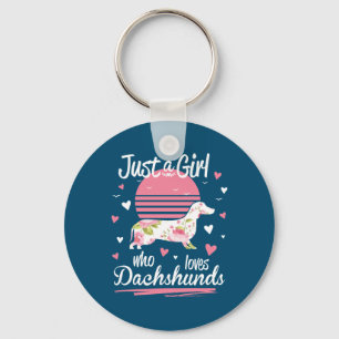 Dachshund Design, gewoon een meisje dat van Dachsh Sleutelhanger