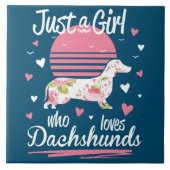 Dachshund Design, gewoon een meisje dat van Dachsh Tegeltje (Voorkant)