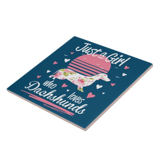 Dachshund Design, gewoon een meisje dat van Dachsh Tegeltje (Zijkant)