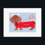 Dachshund Devil Feestdagenkaart<br><div class="desc">The whimsy of this doggie is meant to bring joy to someone's day!</div>