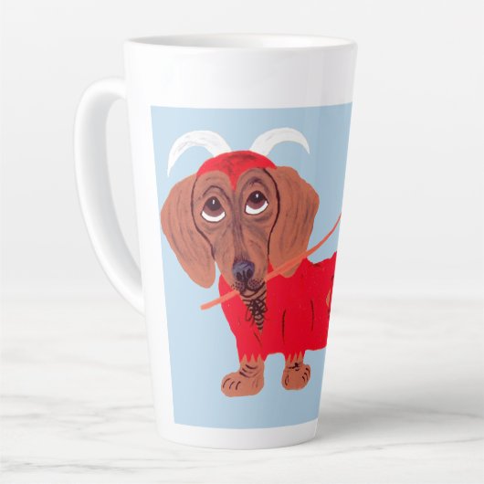 Dachshund Devil Latte Mok (Linkerhoek)