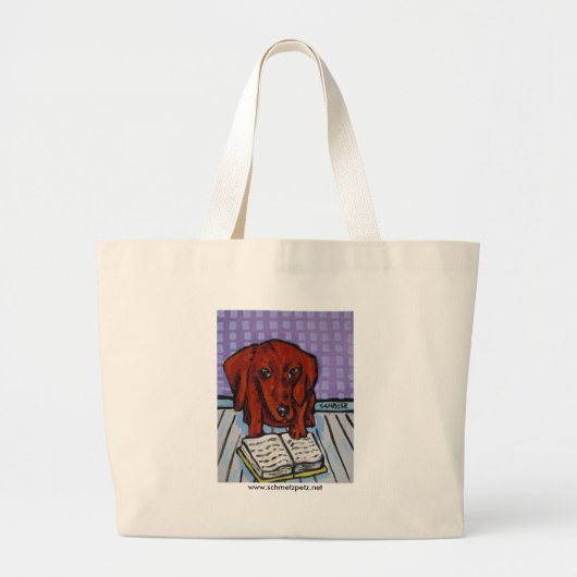 Dachshund die een boek leest grote tote bag (Voorkant)