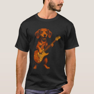 Dachshund die elektrische gitaar speelt t-shirt