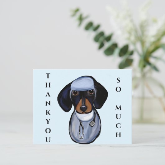 DACHSHUND DOCTOR BRIEFKAART (Staand voorkant)