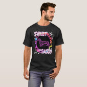 Dachshund Dog 90s Nostalgia Rainbow Leopard Print T-shirt (Voorkant volledig)