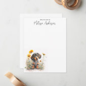Dachshund Dog - Aangepaste Waterverf voor het oplo Notitiekaartje (Voorkant / Achterkant in situ)