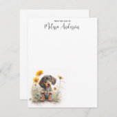 Dachshund Dog - Aangepaste Waterverf voor het oplo Notitiekaartje (Voorkant / Achterkant)