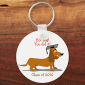 Dachshund Dog Afstuderen Sjabloon Sleutelhanger (Voorkant)
