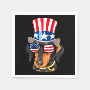 Dachshund Dog American Flag Pet Glasses Servet