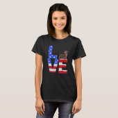 Dachshund Dog American Flag Sunglasses 4th of July T-shirt (Voorkant volledig)
