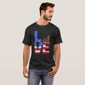 Dachshund Dog American Flag Sunglasses 4th of July T-shirt (Voorkant volledig)