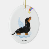 Dachshund Dog Angel - Gepersonaliseerd Pet Memoria Keramisch Ornament (Rechts)