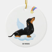 Dachshund Dog Angel - Gepersonaliseerd Pet Memoria Keramisch Ornament (Voorkant)