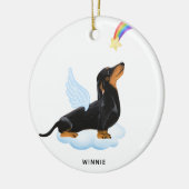 Dachshund Dog Angel - Gepersonaliseerd Pet Memoria Keramisch Ornament (Links)