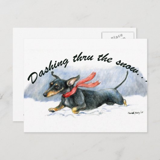 Dachshund Dog Art Briefkaart (Voorkant / Achterkant)
