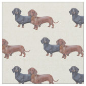 Dachshund Dog Art Fabric Stof (Close Up)